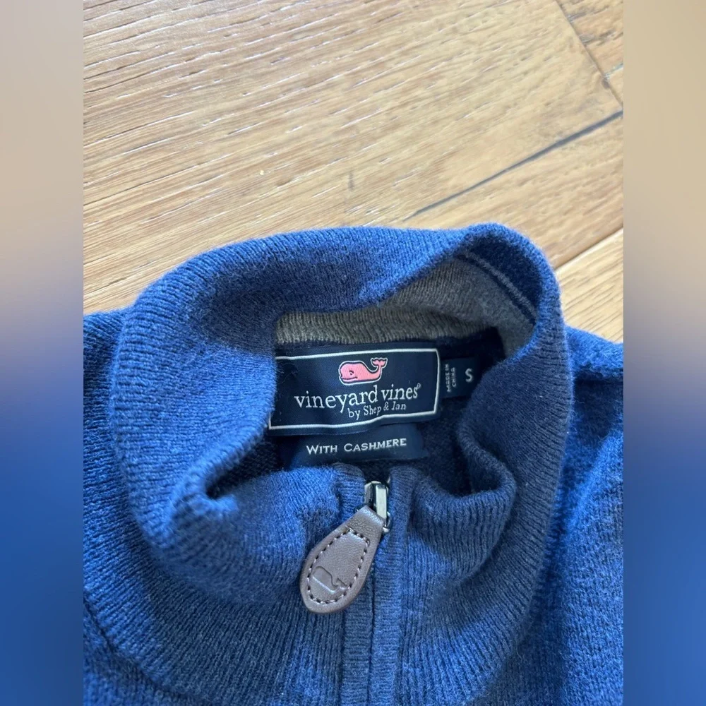 Vineyard vines cotton and cashmere blend half zip sweater mens small blue